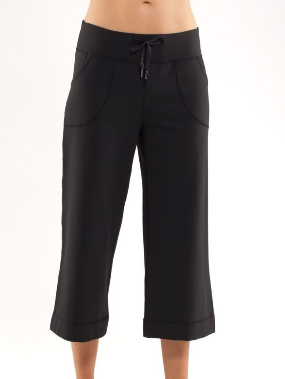 Lululemon Still Pants Black Cropped Wide Leg Pull On Yoga Lounge Womens Size 10
